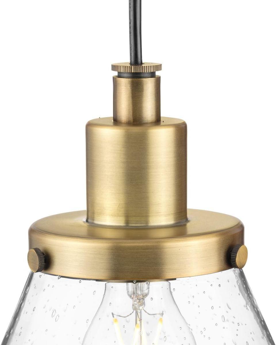 image:imageProgress Lighting P500382163 Hinton Collection 8 in OneLight Brushed Nickel Pendant with Clear Seeded Glass Shade