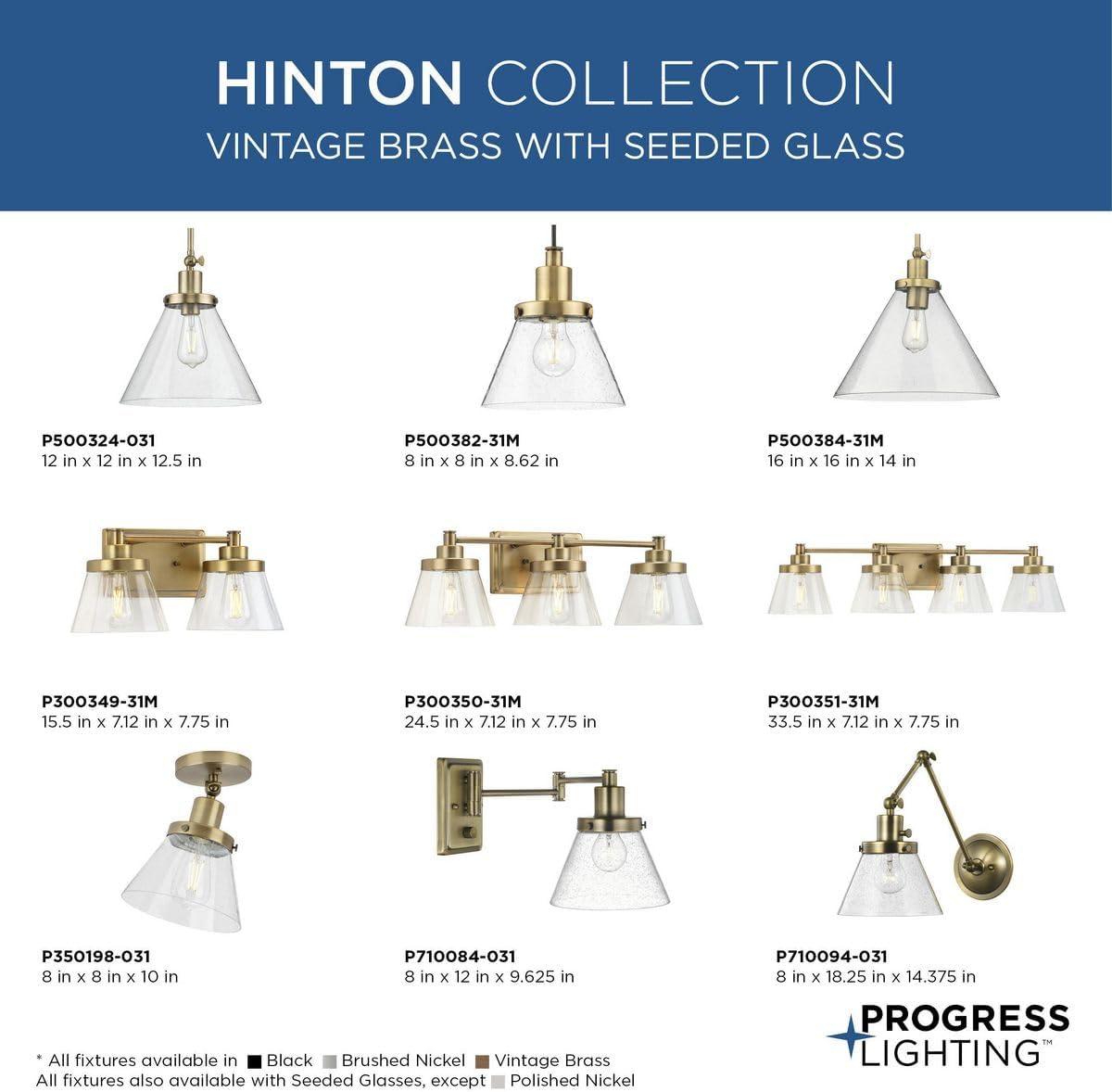 image:imageProgress Lighting P500382163 Hinton Collection 8 in OneLight Brushed Nickel Pendant with Clear Seeded Glass Shade
