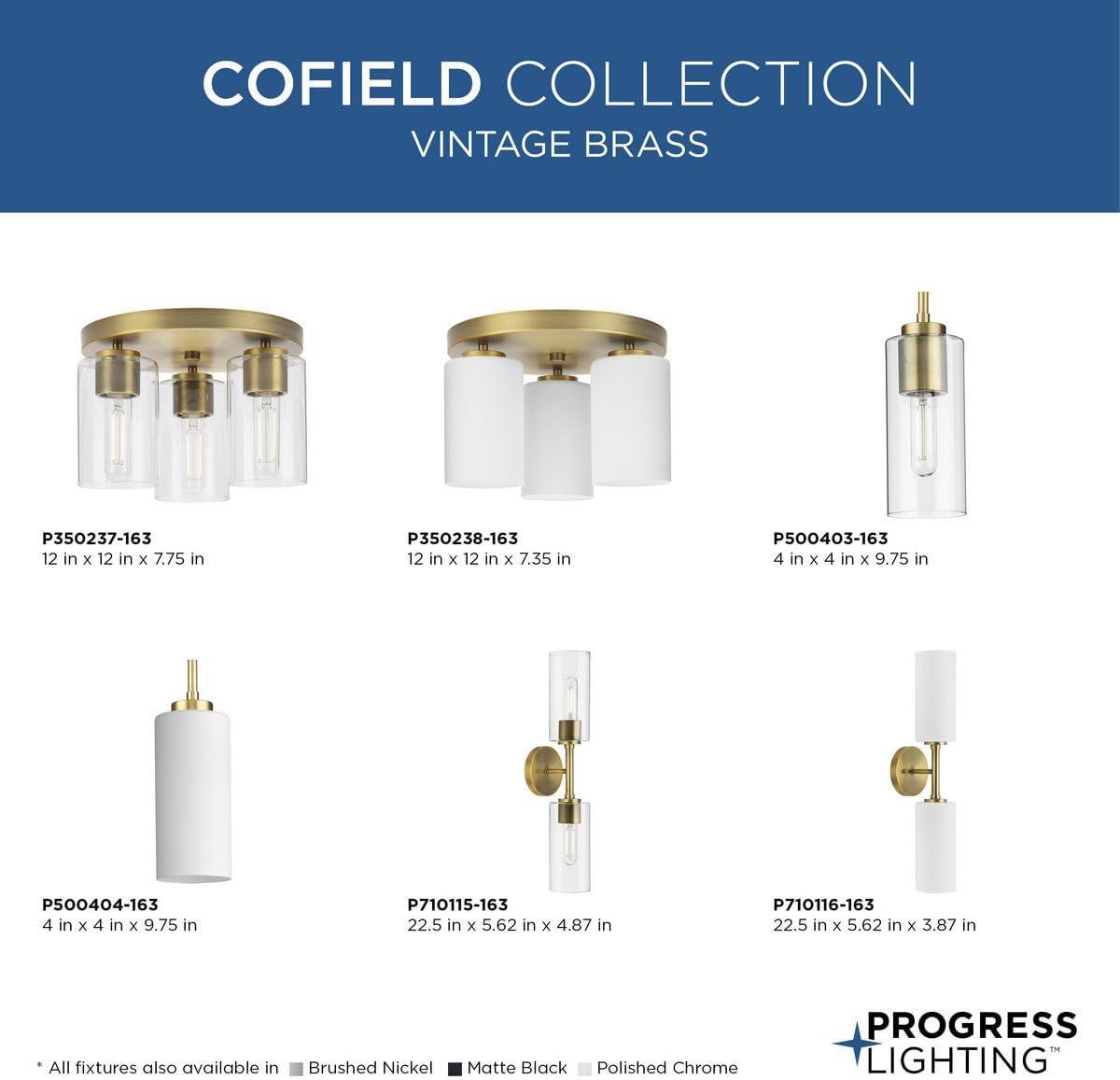 image:imageProgress Lighting P500404163 Cofield Collection 4 in OneLight Vintage Brass Transitional Pendant with Etched White Glass ShadeBronze