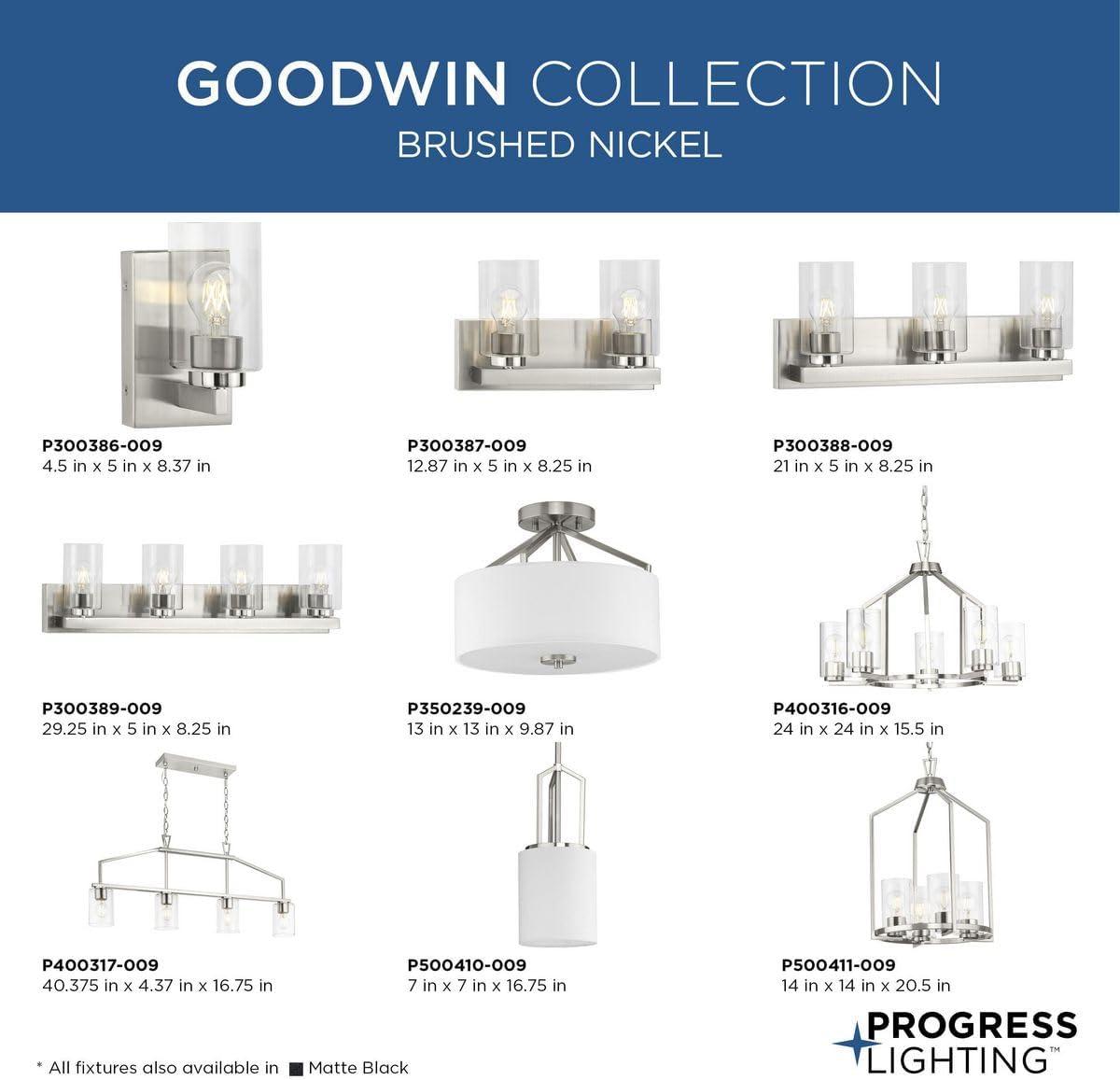 image:imageProgress Lighting P50041031M Goodwin 14 in FourLight Brushed Nickel Modern Farmhouse Hall amp Foyer Light with Clear Glass Shade