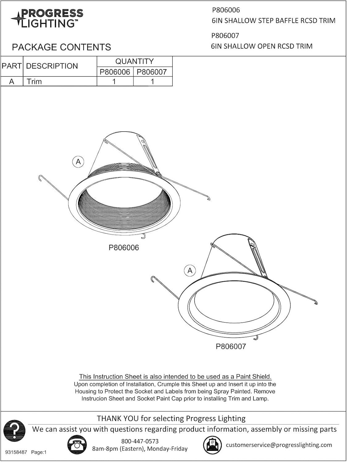 image:imageProgress Lighting P806007028 6 Recessed Open Trim Satin White 6 Shallow Housing P806S Series
