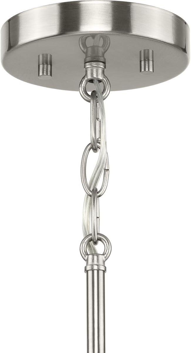 image:imageProgress Lighting Silva Collection ThreeLight Brushed Nickel White Linen Shade Pendant