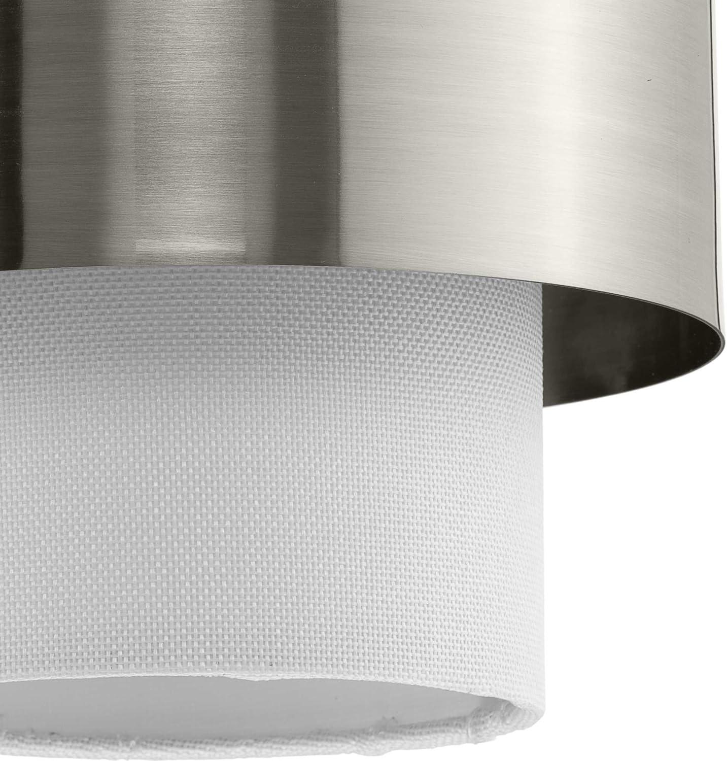 image:imageSilva Collection OneLight Brushed Bronze White Linen Shade Pendant P500398109Brushed Bronze