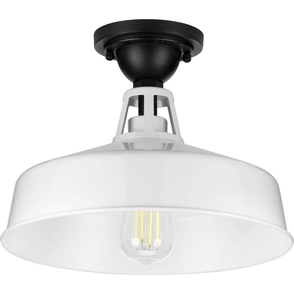 image:imageProgress Lighting Cedar Springs Collection 1Light Farmhouse Outdoor SemiFlush Mount Light NavyWhite