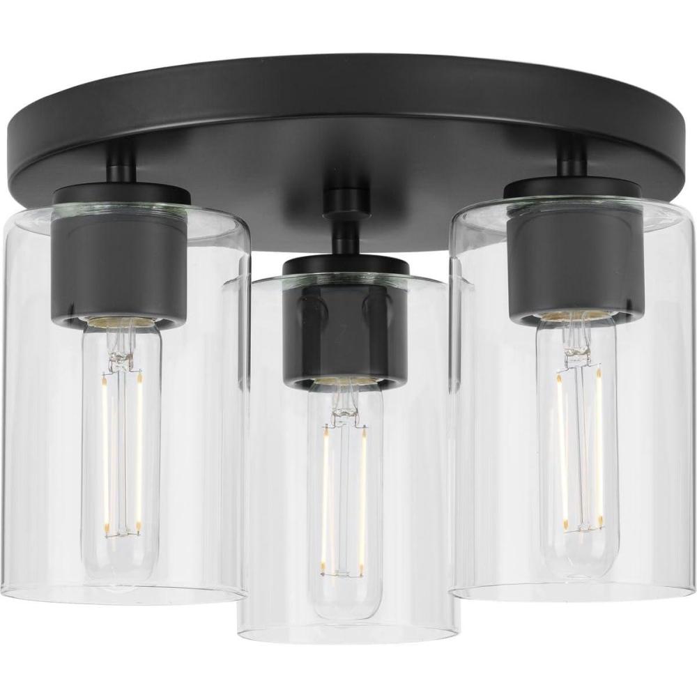image:imageProgress Lighting Cofield 3 Light Flush Mount in Contemporary Style775 Inches Tall and 12 Inches WideBrushed Nickel FinishBlack