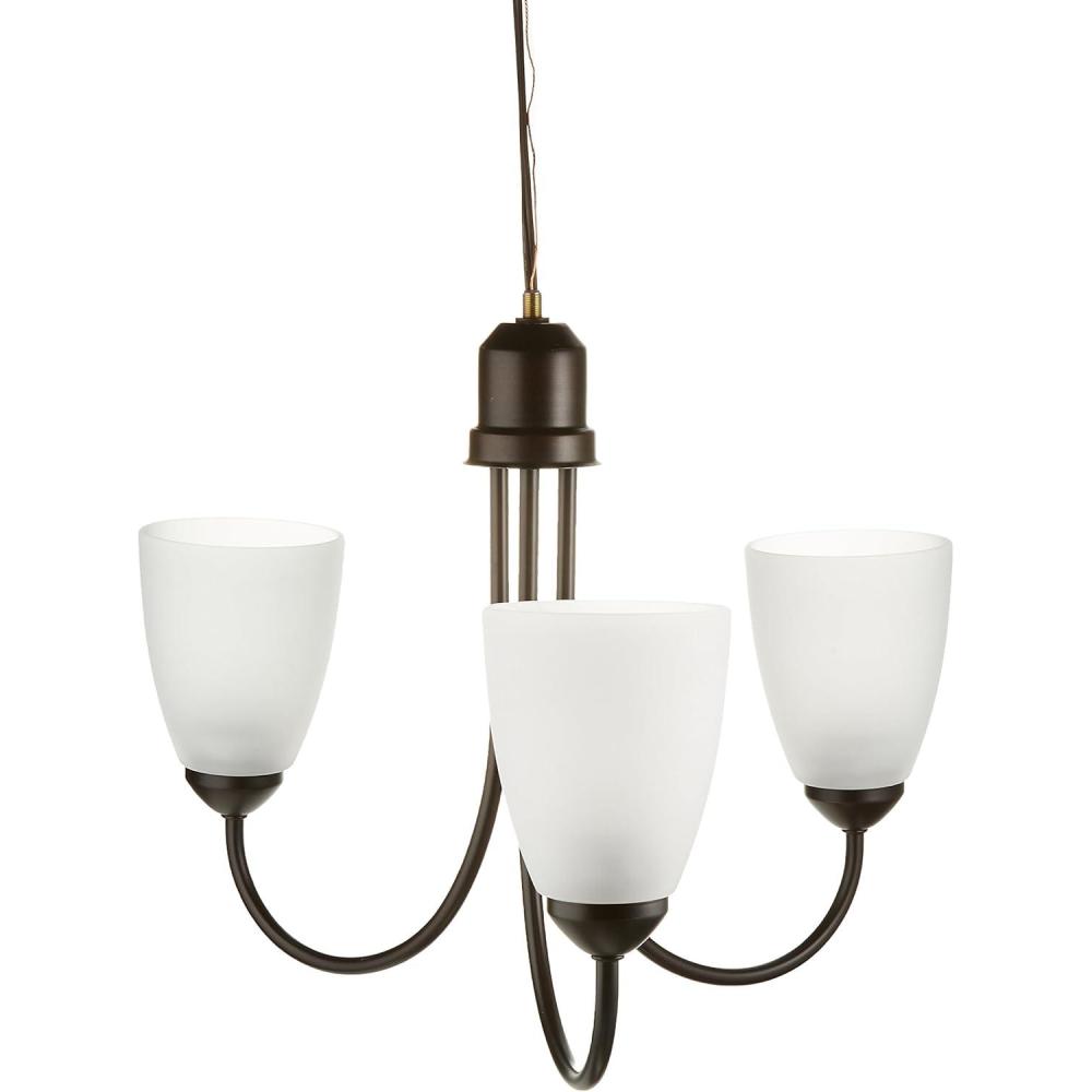 image:imageProgress Lighting Gather Collection 3Light Etched Glass Traditional Chandelier Light Antique BronzeAntique Bronze
