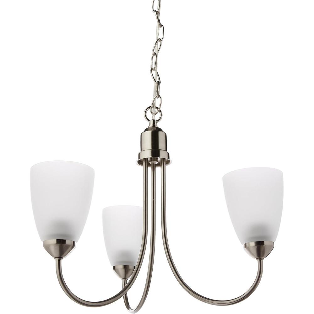 image:imageProgress Lighting Gather Collection 3Light Etched Glass Traditional Chandelier Light Antique BronzeBrushed Nickel