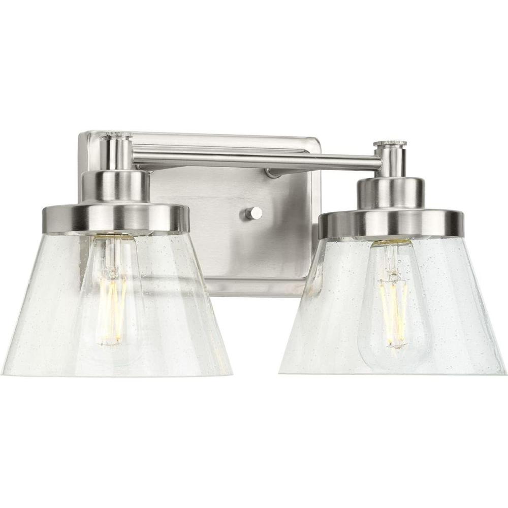 image:imageProgress Lighting Hinton Collection 2Light Clear Seeded Glass Farmhouse Bath Vanity Light Matte BlackNickel