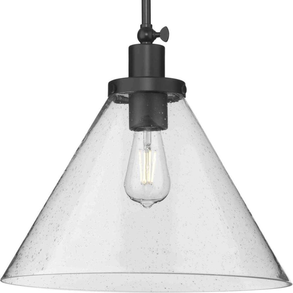 image:imageProgress Lighting Hinton Collection OneLight Vintage Brass Modern Farmhouse Pendant P500384163Matte Black