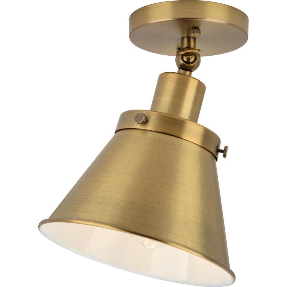 image:imageProgress Lighting P350199009 Transitional One Light Flush Mount from Hinton Collection in Pewter Nickel Silver FinishVintage Brass
