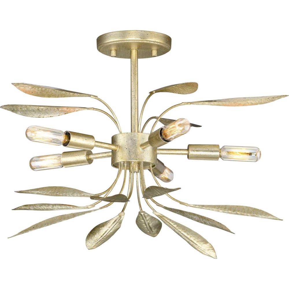 image:imageProgress Lighting P350210176 Leaf Flower Fruit Five Light SemiFlush Conv from Mariposa Collection in Pewter Nickel Silver Finish 1300 inchesSilver