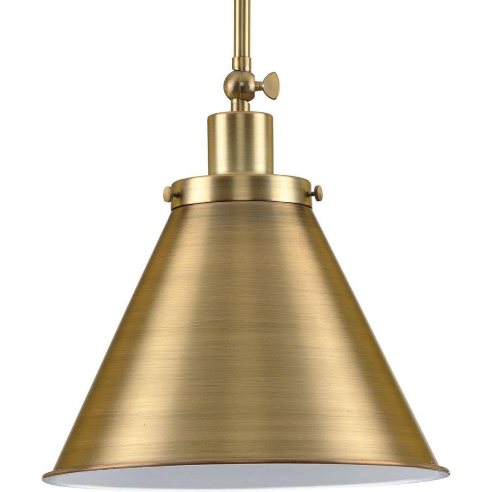 image:imageProgress Lighting P500325104 Transitional One Light Pendant from Hinton Collection in Polished Nickel FinishVintage Brass
