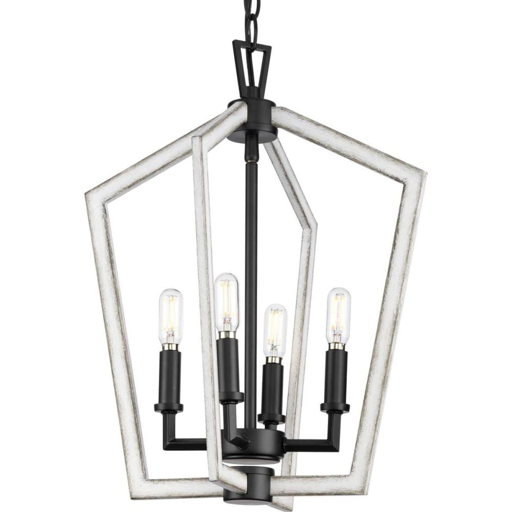 image:imageProgress Lighting P50037731M Galloway Collection 4Light Modern Farmhouse Chandelier with Matte Black with Distressed White Accents