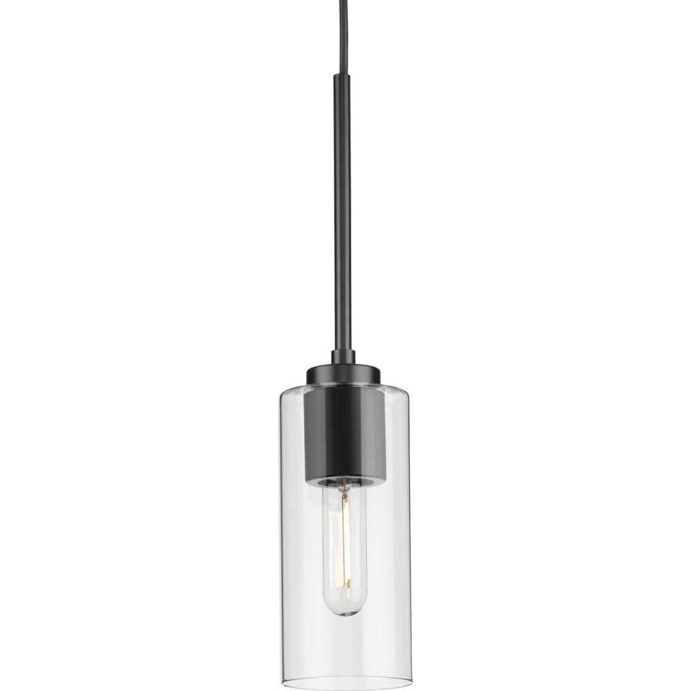 image:imageProgress Lighting P50040331M Cofield Collection 4 in OneLight Matte Black Transitional Pendant with Clear Glass Shade