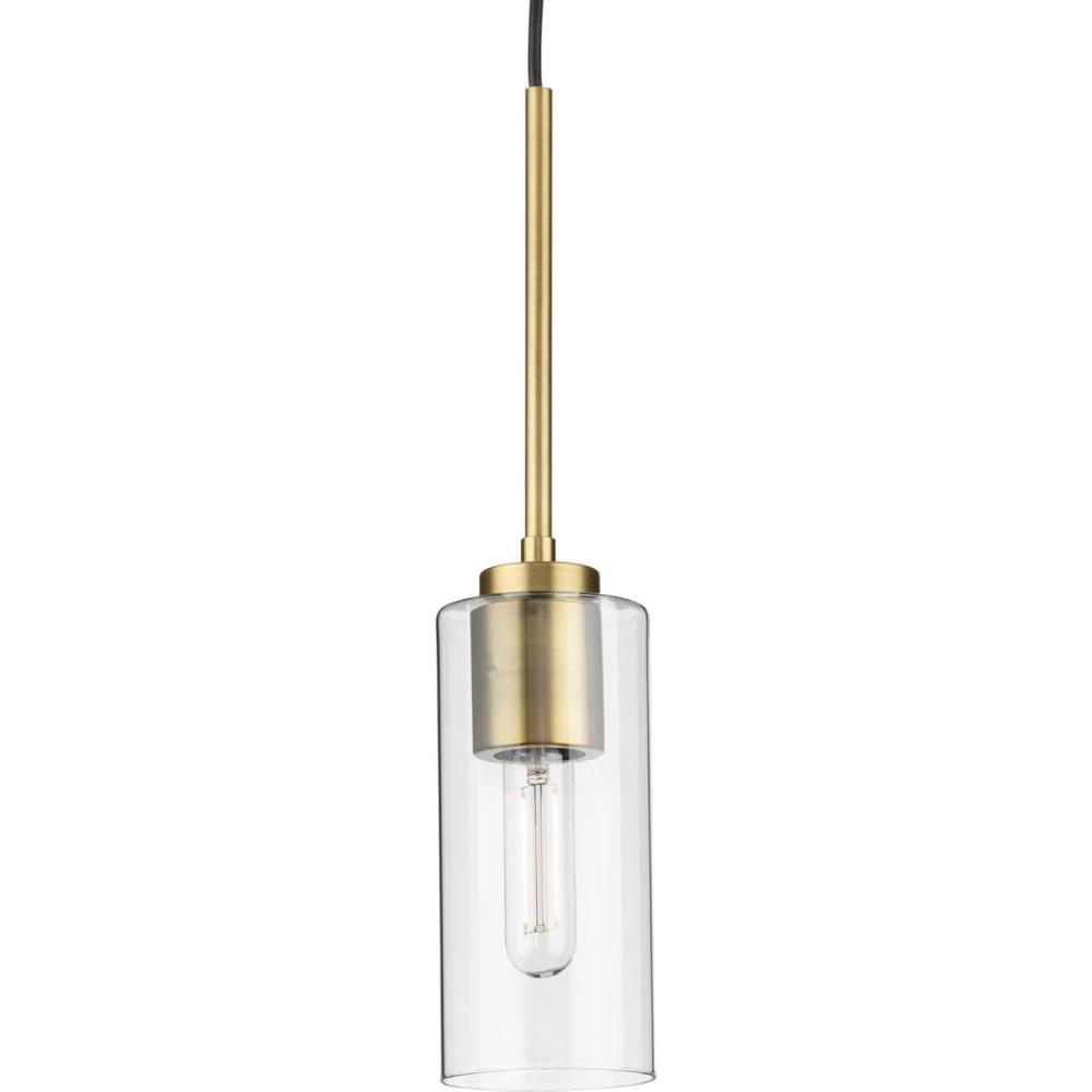 image:imageProgress Lighting P500404163 Cofield Collection 4 in OneLight Vintage Brass Transitional Pendant with Etched White Glass ShadeVintage Brass