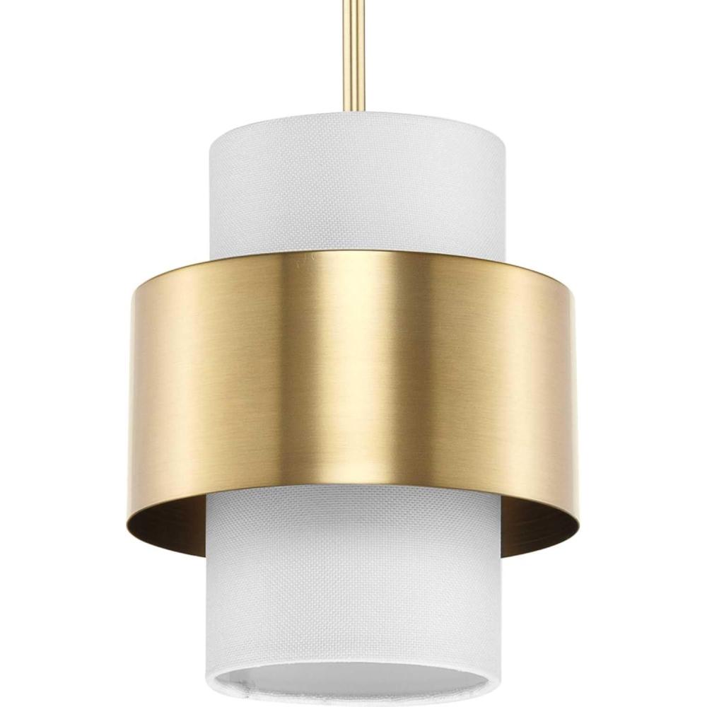 image:imageSilva Collection OneLight Brushed Bronze White Linen Shade Pendant P500398109Brushed Bronze