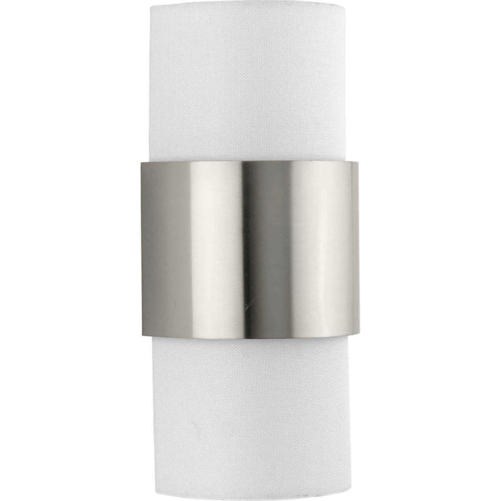 image:imageSilva Collection OneLight Brushed Bronze White Linen Shade Pendant P500398109Brushed Nickel
