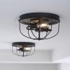 Medal Collection 2-Light Graphite Industrial Flush Mount Ceiling Light