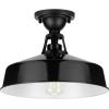 Progress Lighting Cedar Springs Collection 1-Light Farmhouse Outdoor Semi-Flush Mount Light Navy(Black)