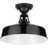 Progress Lighting Cedar Springs Collection 1-Light Farmhouse Outdoor Semi-Flush Mount Light Navy(Black)
