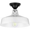 Progress Lighting Cedar Springs Collection 1-Light Farmhouse Outdoor Semi-Flush Mount Light Navy(White)