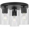 Progress Lighting Cofield – 3 Light Flush Mount in Contemporary Style-7.75 Inches Tall and 12 Inches Wide-Brushed Nickel Finish(Black)