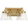 Progress Lighting Hinton Collection 2-Light Clear Seeded Glass Farmhouse Bath Vanity Light Matte Black(Brass)