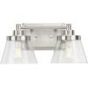 Progress Lighting Hinton Collection 2-Light Clear Seeded Glass Farmhouse Bath Vanity Light Matte Black(Nickel)