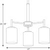 Progress Lighting P4318-104 Replay Collection Etched White Glass Modern Chandelier Light, 3-Light, Polished Nickel(Brushed Nickel)