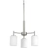Progress Lighting P4318-104 Replay Collection Etched White Glass Modern Chandelier Light, 3-Light, Polished Nickel(Brushed Nickel)
