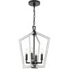 Progress Lighting P500377-31M Galloway Collection 4-Light Modern Farmhouse Chandelier with Matte Black with Distressed White Accents