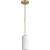 Progress Lighting P500404-163 Cofield Collection 4 in. One-Light Vintage Brass Transitional Pendant with Etched White Glass Shade(Bronze)