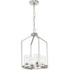 Progress Lighting P500410-31M Goodwin 14 in. Four-Light Brushed Nickel Modern Farmhouse Hall & Foyer Light with Clear Glass Shade