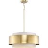 Progress Lighting Silva Collection Three-Light Brushed Bronze White Linen Shade Pendant