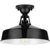 Progress Lighting Cedar Springs Collection 1-Light Farmhouse Outdoor Semi-Flush Mount Light Navy(Black)
