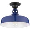Progress Lighting Cedar Springs Collection 1-Light Farmhouse Outdoor Semi-Flush Mount Light Navy(Blue)