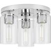 Progress Lighting Cofield – 3 Light Flush Mount in Contemporary Style-7.75 Inches Tall and 12 Inches Wide-Vintage Brass Finish(Polished Chrome)
