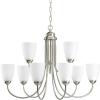 Progress Lighting Gather Collection 9-Light Etched Glass Traditional Chandelier Light Antique Bronze(Brushed Nickel)