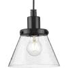Progress Lighting Hinton – 1 Light Pendant in Farmhouse Style-8.62 Inches Tall and 8 Inches Wide-Matte Black Finish -Traditional Instal(Matte Black)
