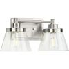 Progress Lighting Hinton Collection 2-Light Clear Seeded Glass Farmhouse Bath Vanity Light Matte Black(Nickel)
