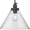 Progress Lighting Hinton Collection One-Light Vintage Brass Modern Farmhouse Pendant (P500384-163)(Matte Black)