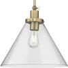 Progress Lighting Hinton Collection One-Light Vintage Brass Modern Farmhouse Pendant (P500384-163)(Vintage Brass)