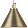 Progress Lighting Hinton Collection One-Light Vintage Brass Modern Farmhouse Pendant (P500385-163)