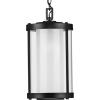 Progress Lighting Irondale Collection 1-Light Clear Glass Craftsman Outdoor Hanging Lantern Light Matte Black