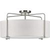 Progress Lighting Kempsey Collection Three-Light Semi-Flush Convertible, Antique Bronze, 11″ x 21-3/4″(Brushed Nickel)