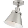 Progress Lighting P350199-009 Transitional One Light Flush Mount from Hinton Collection in Pewter, Nickel, Silver Finish,(Brushed Nickel)