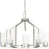 Progress Lighting P400316-009 Goodwin 24 in. Five-Light Brushed Nickel Modern Farmhouse Chandelier with Clear Glass Shade
