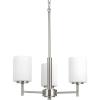 Progress Lighting P4318-104 Replay Collection Etched White Glass Modern Chandelier Light, 3-Light, Polished Nickel(Brushed Nickel)
