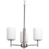 Progress Lighting P4318-104 Replay Collection Etched White Glass Modern Chandelier Light, 3-Light, Polished Nickel(Polished Nickel)