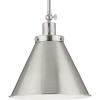 Progress Lighting P500325-104 Transitional One Light Pendant from Hinton Collection in Polished Nickel Finish,(Brushed Nickel)